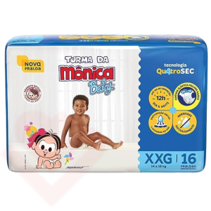 Fralda Turma da Mônica Jumbo XXG com 16 unidades - 14 a 18kg